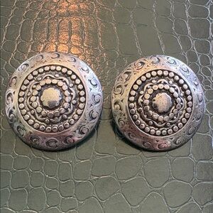 Chunky Silver-Tone Round Statement Earrings